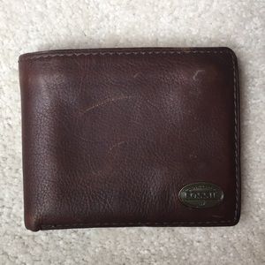 Authentic Fossil Tri-Fold Leather Wallet